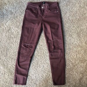 Just Black Distressed Skinny Jeans Plum Size 24